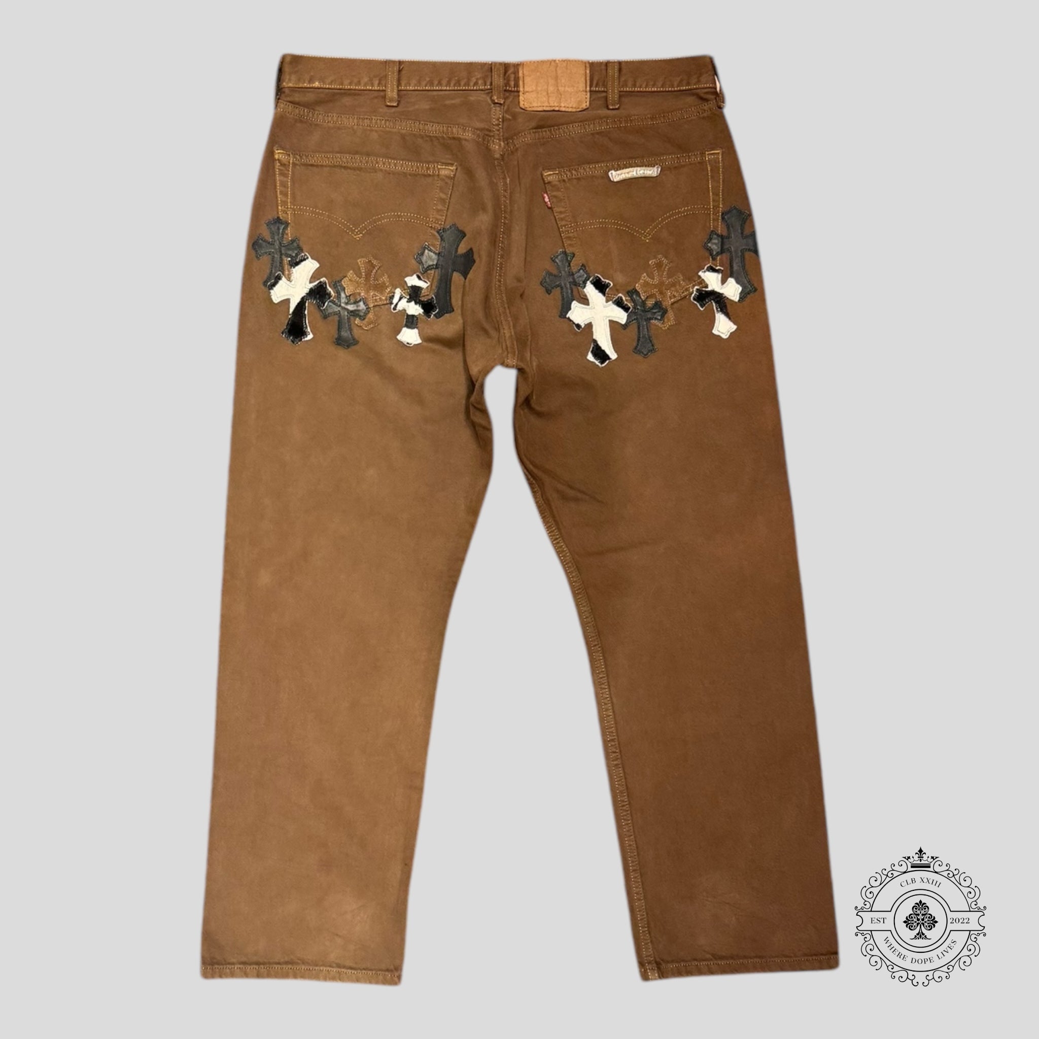 Chrome Hearts Cross Patch Denim Brown / Zebra